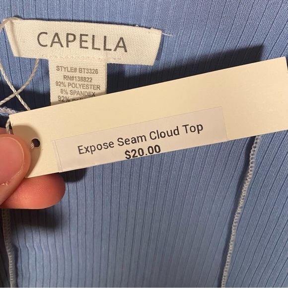 NWT Capella Expose Seam Ribbed Cloud Crop Top - Picture 3 of 6